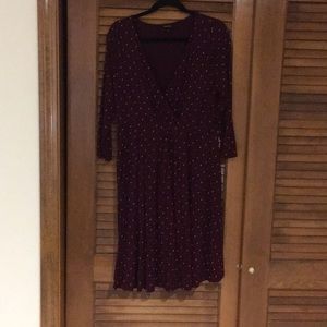 Torrid burgundy and yellow polka dot dress